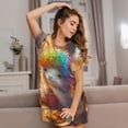 thumbnail image 3 of Kdxio Rainbow Lamb Breakfast Pattern Womens Short Sleeve Sleepshirt Scoopneck Cute Nightdress Ruffle Comfy Nightgown, 3 of 6