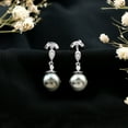 thumbnail image 5 of Rosec Jewels Tahitian Pearl Dangle Earrings with Diamond for Women (7 mm, 6.25 CT), 925 Sterling Silver, 5 of 8