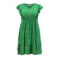 thumbnail image 4 of GRACE & GRANDEUR Women's Plus Size Floral V-Neck Ruffle Sleeve Elastic Waist A-Line Dress with Pockets 2X Green, 4 of 5