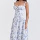 thumbnail image 5 of Vestido Midi Vestido Vestido midi de vendaje para mujer Vestido de fiesta sin mangas con estampado floral (Blanco S) Ygjytge para Mujer Blanco T M, 5 of 7