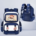 thumbnail image 2 of FUZHIQ Cartoon Patchwork School Backpack for 3rd 4th 5th 6th Grade Reflective Strip Ergonomic Back Cushion Multi Pocket Bookbag Back to School, Dark Blue, 2 of 5