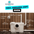 thumbnail image 2 of MaceratingFlo 900W Macerating Upflush Toilet System - 18" Comfort Height Elongated Bowl for Basement, Powerful Macerator Pump with 3 Water Inlets, 1.28 GPF Rimless Flush, Extension Pipes, 2 of 16