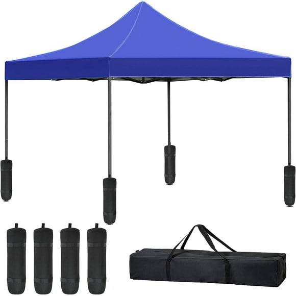 10 x 10ft Pop Up Tente à Baldaquin, Tente de Fête Ez Up Auvent Soleil Ombre Mariage Pliage Instantané Protable Meilleure Circulation de l'Air Gazebo Extérieur avec Sac à Dos (Blue)