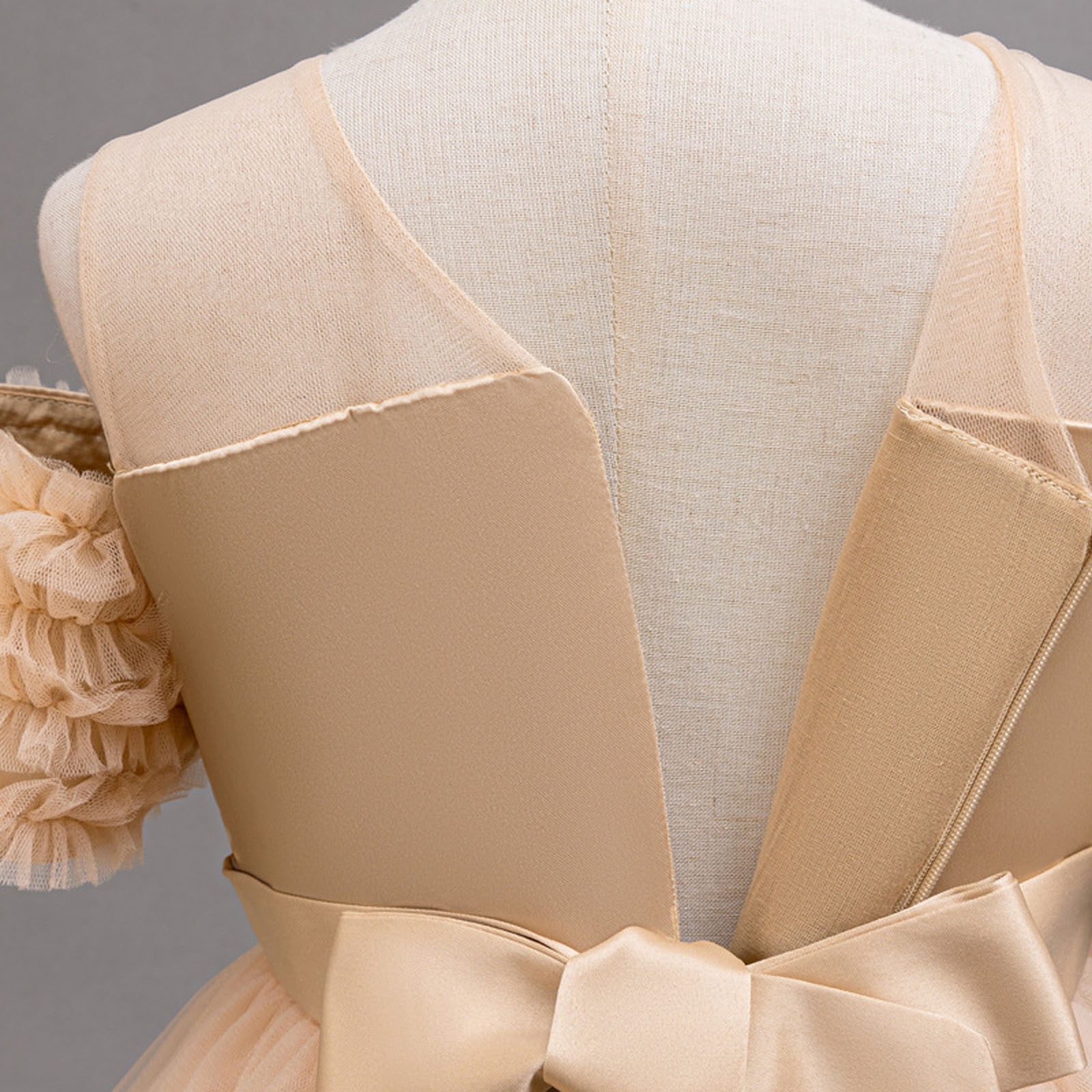 ATOGUTA Dresses for Girlss Tulle Dress Tutu Birthday Princess Dresses Formal Photoshoot Outfit Summer Clothes Size 3T-12, Beige