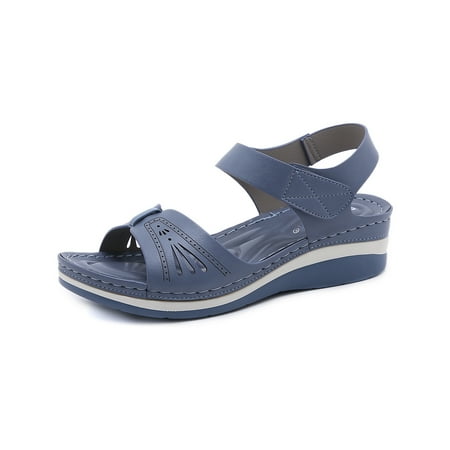 

Women‘s Cutout Slides Shoes Hook And Loop Fastener Open Toe Faux Leather Outdoor Shoes Women‘s Footwear