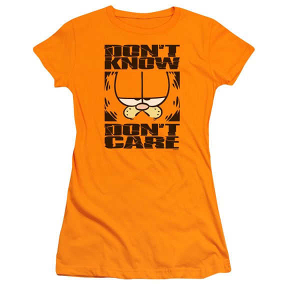 Garfield Dont Know Dont Care S/S Junior Women's T-Shirt Sheer Orange