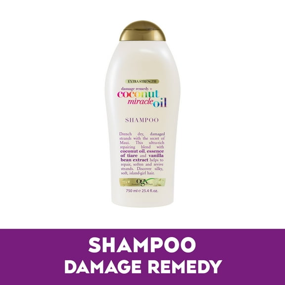 OGX Extra Strength Damage Remedy Repairing Daily Shampoo with Coconut Miracle Oil, 25.4 fl oz