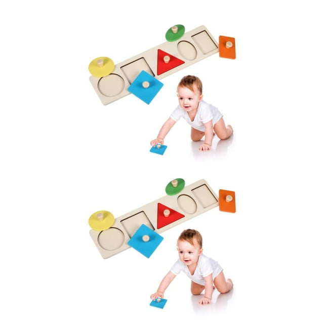 VONKY Geometric Shape Puzzles With Knobs Toys Develop Fine Motor Skills Entertain 2Set