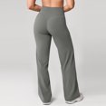 thumbnail image 4 of No Front Seam High Waisted Wide Leg Yoga Pants for Women with Side Pockets Lounge Buttery Soft Gray S, 4 of 4