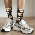 thumbnail image 6 of Fuzoiu Cat Skulls and Flowers Print Athletic Crew Socks for Men & Women,Casual Crew Socks,Above Ankle Crew Socks for Business, Casual, 6 of 6
