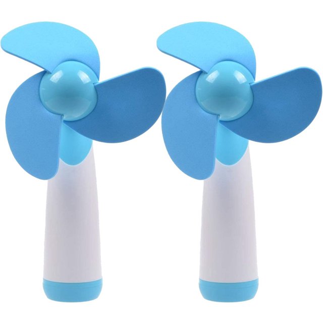 Mini Handheld Fan Personal Fan Battery Soft Foam Blades Powered for Home and Travel 2PC Blue
