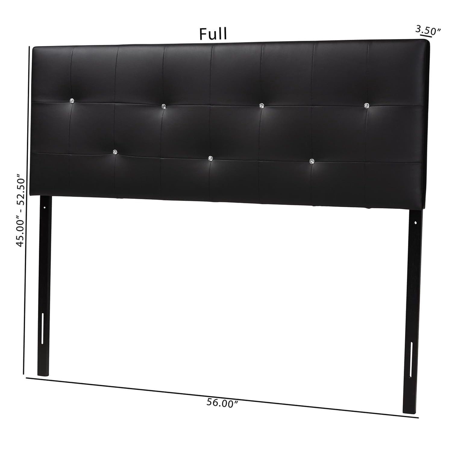 Baxton Studio Dalini Faux Leather Tufted Full Panel Headboard, Black