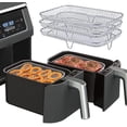 thumbnail image 2 of Air Fryer Rack for Ninja Double Air Fryer Stainless Steel Air Fryer Accessories Three Layer Dehydrator Racks Stackable Air Fryer Basket Tray Fit for Ninja Foodi DZ201 DZ401 (B 8.35x5.63x3.58inch), 2 of 8