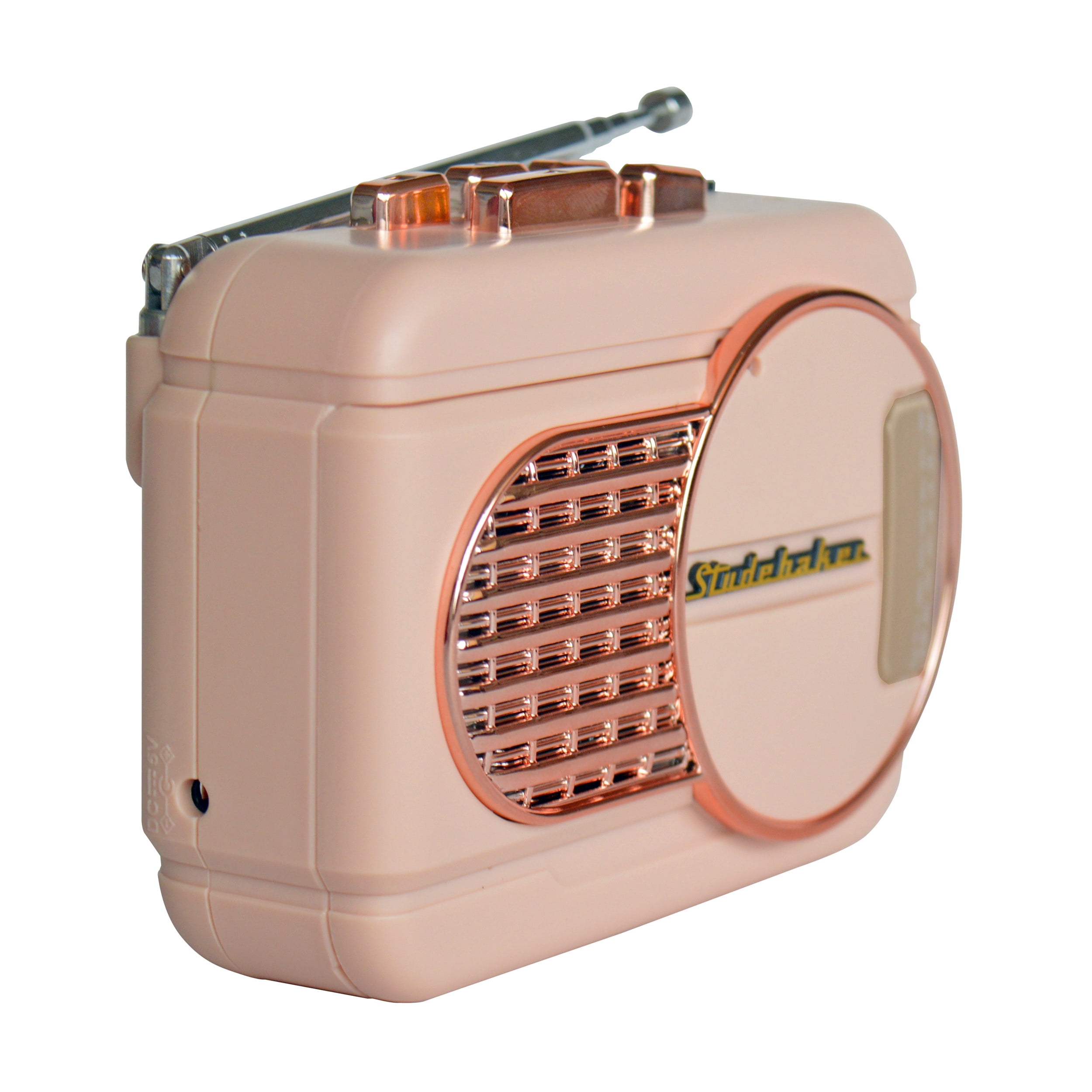 Studebaker SB3675RG WALKABOUT II AM/FM Cassette Player Radio with Speaker, Rose Gold