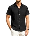 thumbnail image 2 of Hearthz Shirts for Men Short Sleeve Regular Fit Casual Button Down Shirt Summer Beach Holiday Shirt with Pocket (Black,XL), 2 of 7
