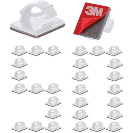 50PCS Self Adhesive Cable Clips Management Strong Wire Holders Cord Organizer Cable Clamp Sticky Desk Management for Office Home Car Tables PC Laptop TV Walls (White)