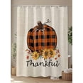 thumbnail image 4 of Fsddascl Orange Pumpkins Fall Shower Curtain Set - Long 72" x 84" Washable Bathtub Curtain with 12 Hooks, Thanksgiving Sunflowers Vintage Plaid Waterproof Fabric Stall Shower Curtains for Bathroom, 4 of 6