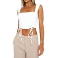 thumbnail image 1 of WIFORNT Femmes Débardeurs de Couleur Unie, Tendance Cou Carré devant Cordon Crop Tops, 1 of 7