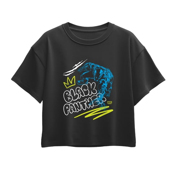 Black Panther - Street Graffiti Girls' Short Sleeve Boxy Graphic T-Shirt