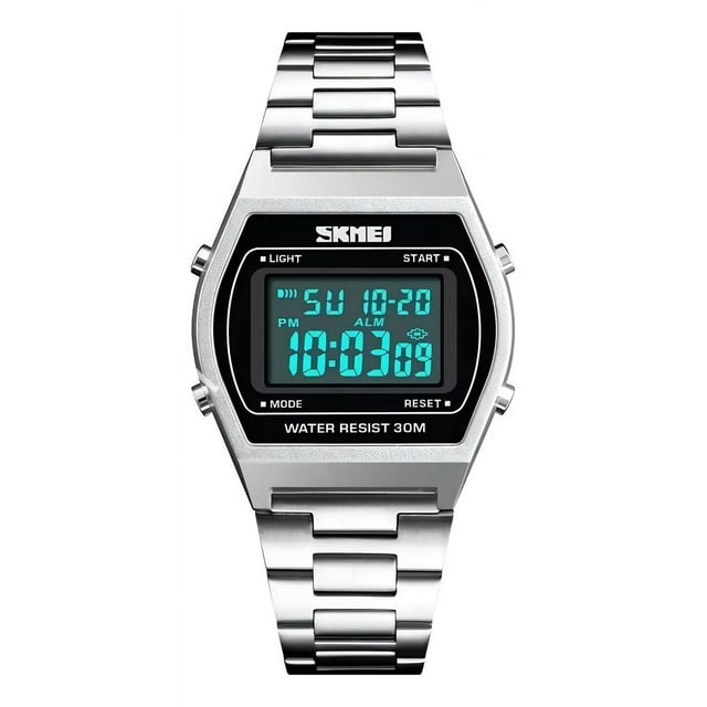 Reloj Hombre Skmei 1328 Acero Alarma Cronometro Elegante Color De La Malla Plateado