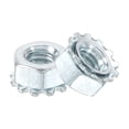 thumbnail image 1 of Uxcell 50Pack 1/4"-20 K-Lock Nut with External Tooth Washer, Zinc Plated Steel Silver, 1 of 6