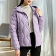thumbnail image 2 of Womens Light Hooded Down Jacket Winter Warm Full Zip Quilted Puffer Padded Coats Casual Fashion Outerwear (XXS, Purple), 2 of 6