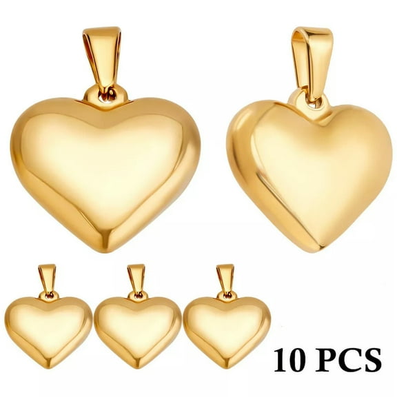 GKNET 10pcs Stainless Steel Heart Pendants Golden 20mm for Valentine Gift Jewelry