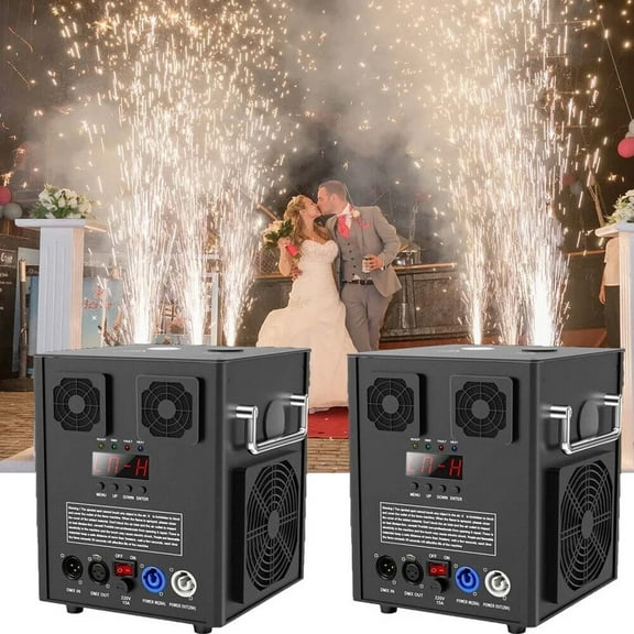 Cold Spark Machine 700W DMX Stage Effect Machine 6.6-16ft for Stage DJ Disco 2 Pcs Black