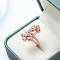 thumbnail image 5 of GKNET 18K Rose Gold Plated Ring Multicolor Zircon Flower Rings Women Wedding Jewelry-8#, 5 of 6