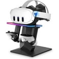 thumbnail image 1 of Station de Recharge Compatible avec Meta Quest 2/ Quest 3/Quest 3S/Quest Pro, Support Vertical de Recharge RVB, Accessoires avec Réglage de la Luminosité et 14 Effets Lumineux, Port de Recharge USB‐C, 1 of 6
