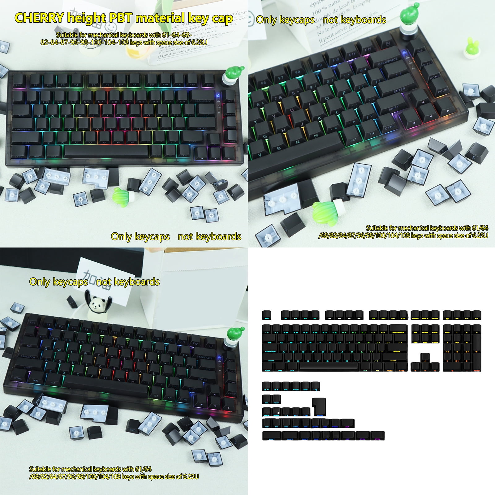 Side Printed Keycaps Double Shot With Backlit Technology for Mechanical Keyboards 140 Keys