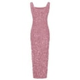 thumbnail image 5 of Hfyihgf Women's Sequin Dress Sparkly Glitter Sleeveless Bodycon Party Club Gown Slit Evening Dress（Pink,M), 5 of 5