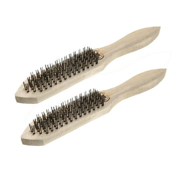 Uxcell Steel Wire Cleaning Brush Wooden Handle Tool 2 Pack