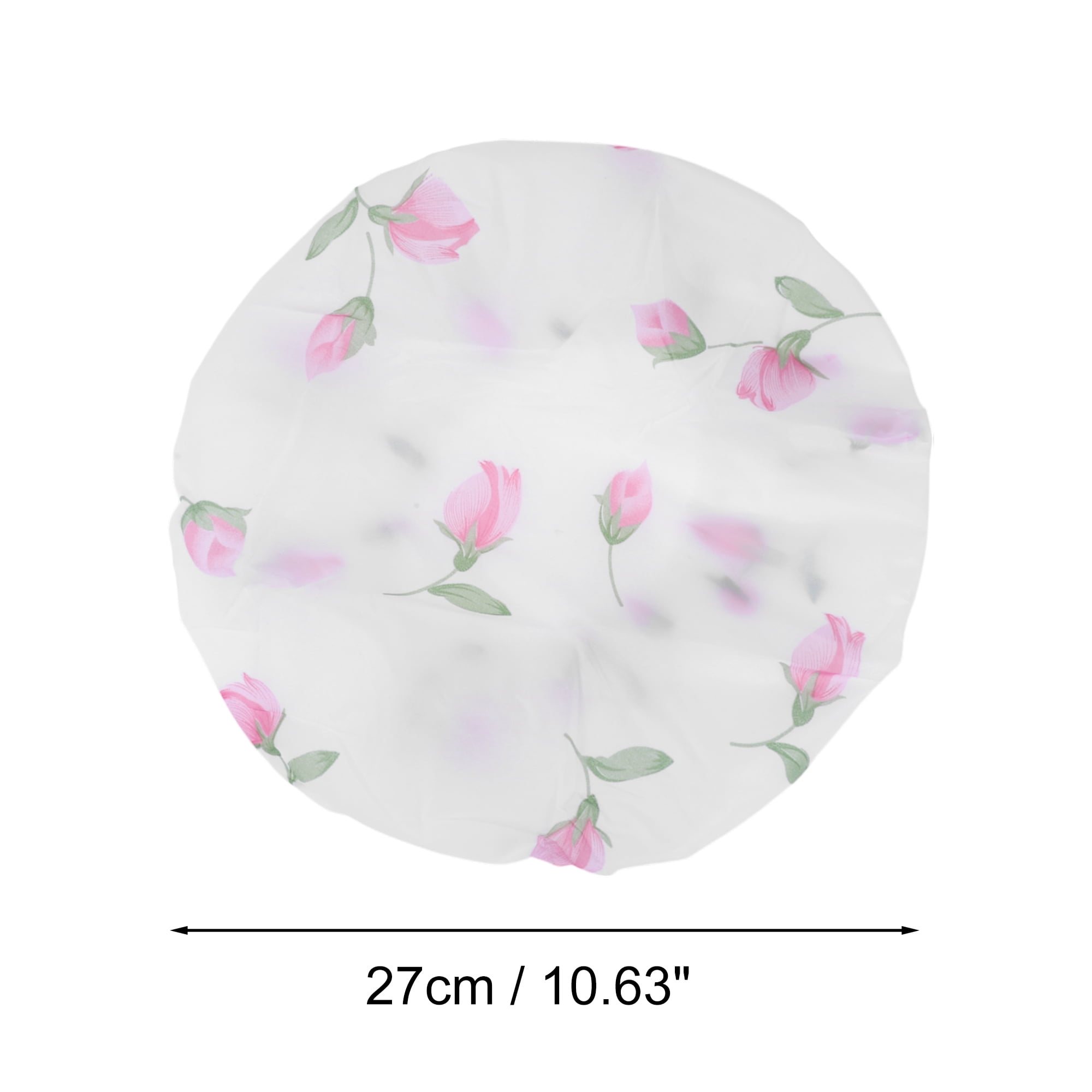 Unique Bargains Flower Single Layer Shower Cap 3 Pcs White, Pink