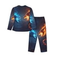 thumbnail image 2 of Uemuo Red And Blue Fire Dragon C Pattern Womens Pajama Sets,PJ Set for Women,Pajamas for Women Logo,Long Sleeve Pajama Set for Women,Soft Long Sleeve Top With Pants-Medium, 2 of 9