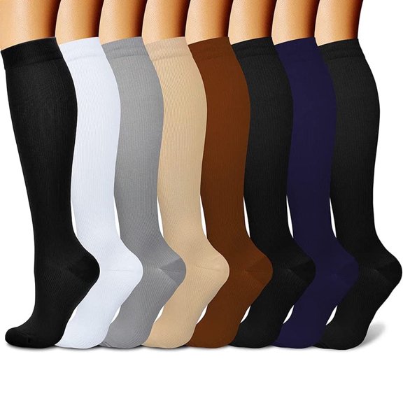 8 Pairs Medical Sport Copper Compression Socks With Anti-slip Silicone for Women & Men Circulation 15-20 mmhg is Best Support for Athletic Running Cycling, Nursing, Travel