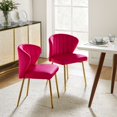 thumbnail image 6 of Velvet Dining Chairs Set of 2 Upholstered Wingback Side Chairs Living Room Kitchen Fushia, 6 of 11
