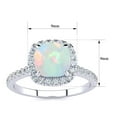 thumbnail image 4 of SuperJeweler 2 Carat Cushion Cut Created Opal and Halo Diamond Ring In Sterling Silver For Women, 4 of 5