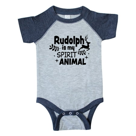 

Inktastic Christmas Rudolph is My Spirit Animal with Reindeer Gift Baby Boy or Baby Girl Bodysuit