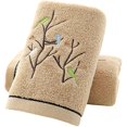 thumbnail image 1 of wonima01 Hand Towels Set of 2 Embroidered Bird Tree Pattern 100% Cotton Absorbent Soft Decorative Towel for Bathroom (Brown), 1 of 1