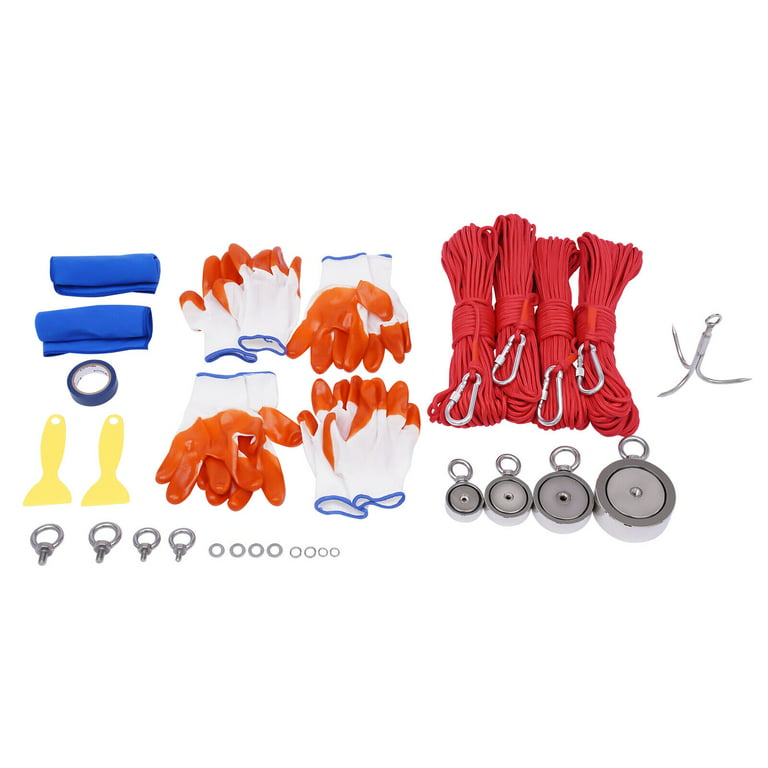 Portabale Fishing Double Sided Fishing Magnet Complete Kit with 100ft Ropes  New,Double Sided Fishing Magnet Bundle Pack Tool 375lbs, 530lbs,  1102lbs,1322lbs 