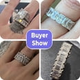 thumbnail image 2 of Flydeer Engagement Wedding Rings for Women 925 Sterling Silver 5A CZ Emerald Cut Wedding Band for Women Eternity Rectangle Stacking Ring for Her Size 5, 2 of 6