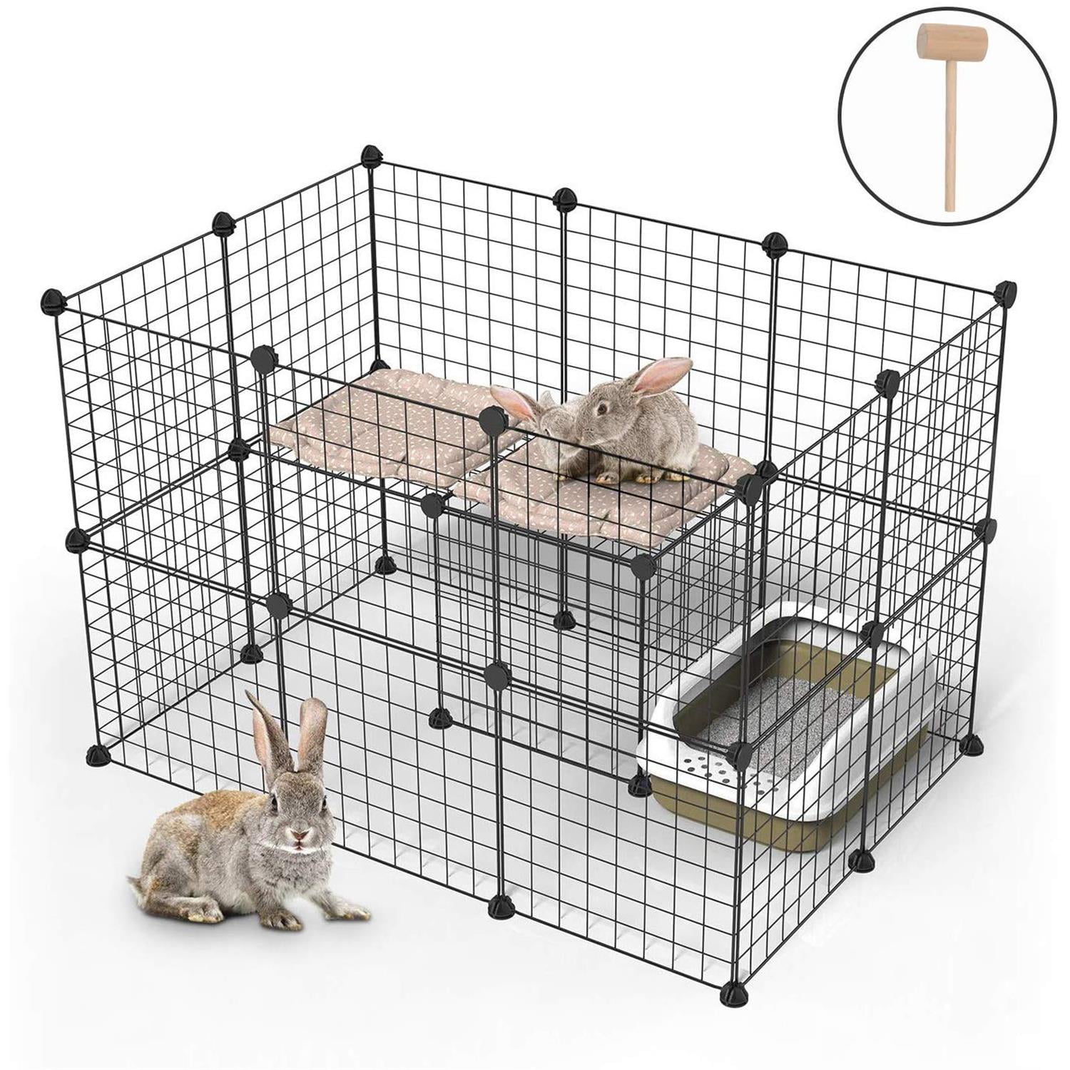 Pefilos 35" Pet Kennel, 32 pcs Folding Wire Dog Playpen for Small Animals, Guinea Pigs, Rabbits Kennel Crate Fence Tent, Black Pefilos 35" Pet Kennel, 32 pcs Folding Wire Dog Playpen for Small Animals, Guinea Pigs, Rabbits Kennel Crate Fence Tent, Black