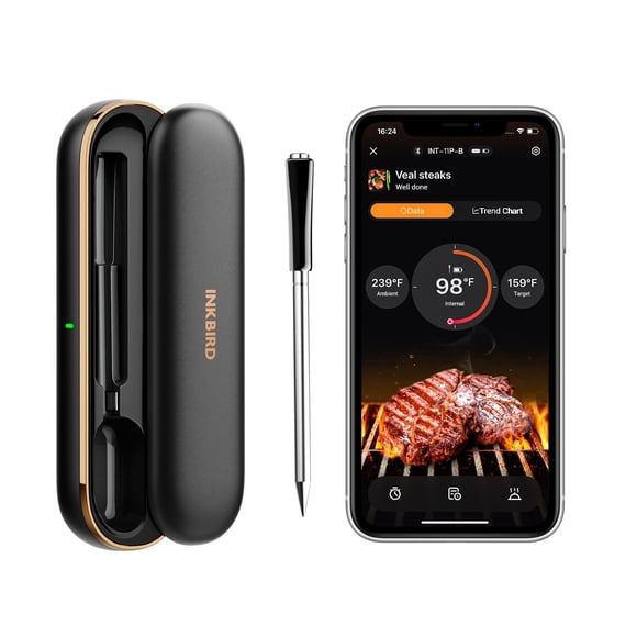 INKBIRD Meat Thermometer Wireless, Smart Bluetooth Meat Thermometer, IP67 Waterproof Wireless Meat Probe with Rechargeable Box for Outdoor Grill Smoker BBQ Rotisseri