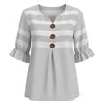 thumbnail image 6 of Sentmoon Womens Fall Top 3/4 Sleeve V Neck Women's Sweatshirts Solid Color Button Down Regular Fit Casual Blouses for Women Casual for Travel S-2XL, 6 of 6
