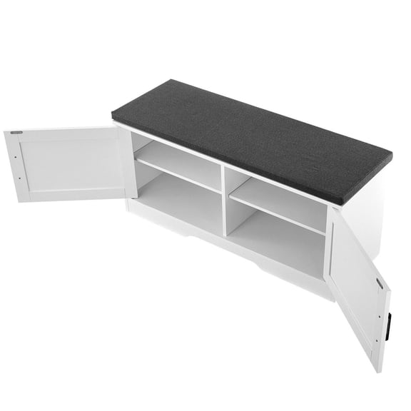 Shoe Bench with Cushioned Seat, 39.4" x 14" x 18.1" Shoe Rack, Adjustable Shelves, Entryway Storage Organizer for Hallway