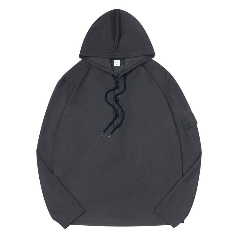 PiGOGI Men's Thin Hooded Sweatshirt Long Sleeve Loose Fit Pullover