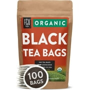 Organic Black Tea Bags | 100 Tea Bags | Eco-Conscious Tea Bags in Kraft Bag | Raw from China | by FGO