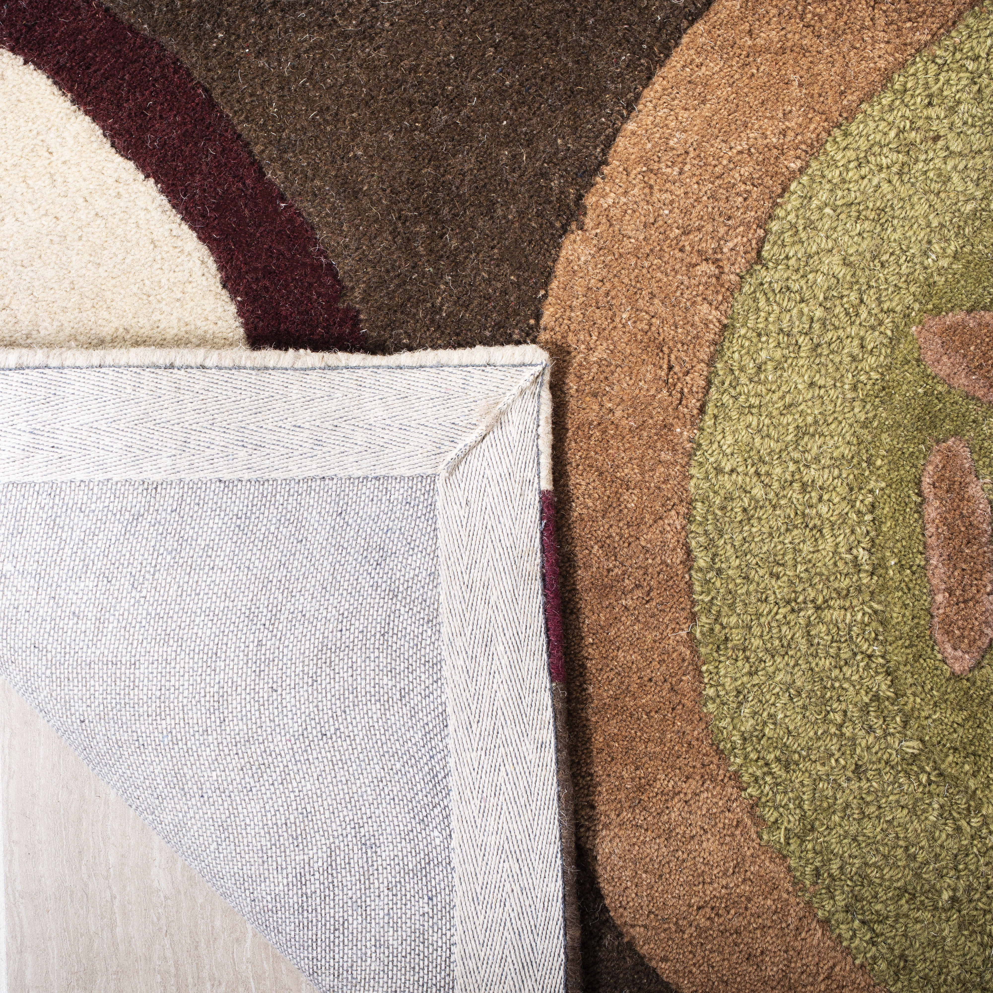 SAFAVIEH Soho Selma Geometric Wool Area Rug, Brown/Multi, 6' x 6' Square