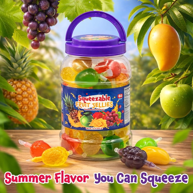 Funtasty Fruit Jelly Candy, Assorted Flavors, Vegan Squeezable